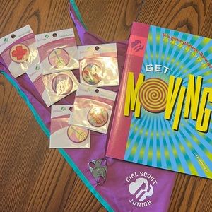 Girl Scout Junior Scarf, Scarf Slide, Badges, Bags + Free Journey Book